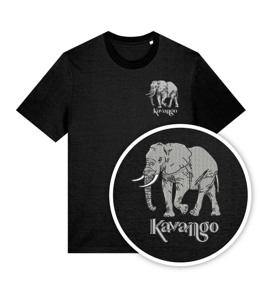 Men's/Unisex Embroidered Kavango Elephant T-Shirt – Organic Cotton