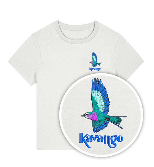 Women's Embroidered Kavango Lilac-Breasted Roller T-Shirt – Organic Cotton