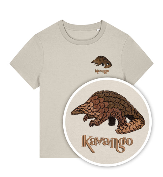 Women's Embroidered Kavango Pangolin T-Shirt - Organic Cotton